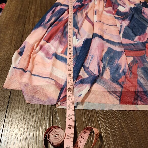 Maggy London Abstract Pastel One Shoulder Midi Dress Size 10, Zipper sticks - Picture 3 of 11